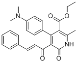 3-Pyridinecarboxylic acid, 4-[4-(dimethylamino)phenyl]-1,6-dihydro-2-methyl-6-oxo-5-(1-oxo-3-phenyl-2-propen-1-yl)-, ethyl ester Structure,78942-10-6Structure