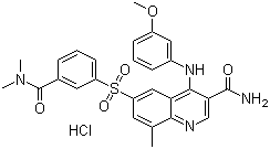 6-[[3-[(Dimethylamino)carbonyl]phenyl]sulfonyl]-4-[(3-methoxyphenyl)amino]-8-methyl-3-quinolinecarboxamide hydrochloride Structure,801315-14-0Structure