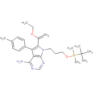 7H-pyrrolo[2,3-d]pyrimidin-4-amine, 7-[3-[[(1,1-dimethylethyl)dimethylsilyl]oxy]propyl]-6-(1-ethoxyethenyl)-5-(4-methylphenyl)- Structure,821794-86-9Structure