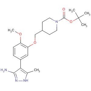 Tert-butyl 4-((5-(5-amino-3-methyl-1h-pyrazol-4-yl)-2-methoxyphenoxy)methyl)piperidine-1-carboxylate Structure,838855-68-8Structure