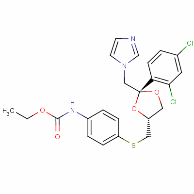 (+/-)-Ethyl-cis-[4-[[2-(2,4-dichlorophenyl)-2-(1h-imidazol-1-ylmethyl)-1,3-dioxolan-4-yl]-methylthio]phenyl]-carbamate hydrochloride Structure,84697-22-3Structure