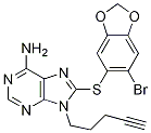 8-((6-Bromobenzo[d][1,3]dioxol-5-yl)thio)-9-(pent-4-yn-1-yl)-9h-purin-6-amine Structure,852030-47-8Structure