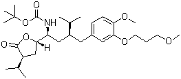 Carbamic acid, [(1s,3s)-3-[[4-methoxy-3-(3-methoxypropoxy)phenyl]methyl]-4-methyl-1-[(2s,4s)-tetrahydro-4-(1-methylethyl)-5-oxo-2-furanyl]pentyl]-, 1,1-dimethylethyl ester Structure,866030-35-5Structure