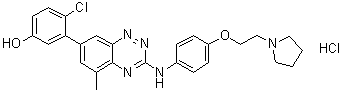 4-Chloro-3-[5-methyl-3-[[4-[2-(1-pyrrolidinyl)ethoxy]phenyl]amino]-1,2,4-benzotriazin-7-yl]phenol hydrochloride Structure,867331-64-4Structure