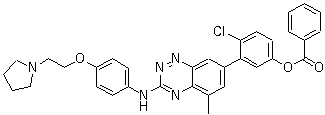 4-Chloro-3-(5-methyl-3-((4-(2-(pyrrolidin-1-yl)ethoxy)phenyl)amino)benzo[e][1,2,4]triazin-7-yl)phenylbenzoate Structure,867331-82-6Structure