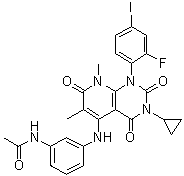 N-[3-[[3-cyclopropyl-1-(2-fluoro-4-iodophenyl)-1,2,3,4,7,8-hexahydro-6,8-dimethyl-2,4,7-trioxopyrido[2,3-d]pyrimidin-5-yl]amino]phenyl]acetamide Structure,871700-25-3Structure