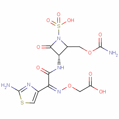 ({(Z)-[1-(2-amino-1,3-thiazol-4-yl)-2-({(2s,3s)-2-[(carbamoyloxy)methyl]-4-oxo-1-sulfo-3-azetidinyl}amino)-2-oxoethylidene]amino}oxy)acetic acid Structure,87638-04-8Structure