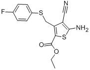 5-Amino-4-cyano-3-[[(4-fluorophenyl)thio]methyl]-2-thiophenecarboxylic acid ethyl ester Structure,876678-06-7Structure