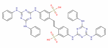 Benzenesulfonic acid,2,2-(1,2-ethenediyl)bis[5-[[4,6-bis(phenylamino)-1,3,5-triazin-2-yl]amino]- Structure,88-38-0Structure