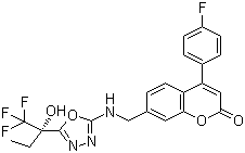 4-(4-Fluorophenyl)-7-[[[5-[(1s)-1-hydroxy-1-(trifluoromethyl)propyl]-1,3,4-oxadiazol-2-yl]amino]methyl]-2h-1-benzopyran-2-one Structure,910656-27-8Structure