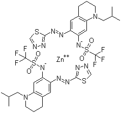 Zinc,bis[1,1,1-trifluoro-N-[1,2,3,4-tetrahydro-1-(2-methylpropyl)-6-[(1,3,4-thiadiazol-2-yl-N3)azo-N1]-7-isoquinolinyl]methanesulfonamidato-N]- Structure,912628-37-6Structure