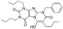 Pyrimido[2,1-f]purine-2,4,8(1h,3h,9h)-trione, 1,3,7-tributyl-6-hydroxy-9-(phenylmethyl)- Structure,91285-10-8Structure