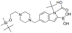 1H-Indole-1-carboxylic acid, 2-borono-5-[[4-[2-[[(1,1-dimethylethyl)dimethylsilyl]oxy]ethyl]-1-piperazinyl]methyl]-, 1-(1,1-dimethylethyl) ester Structure,913388-70-2Structure