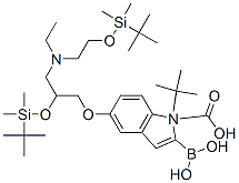 1H-Indole-1-carboxylic acid, 2-borono-5-[2-[[(1,1-dimethylethyl)dimethylsilyl]oxy]-3-[[2-[[(1,1-dimethylethyl)dimethylsilyl] oxy]ethyl]ethylamino]propoxy]-, 1-(1,1-dimethylethyl) ester Structure,913388-77-9Structure