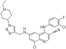 8-Chloro-4-[(3-chloro-4-fluorophenyl)amino]-6-[[[1-(1-ethyl-4-piperidinyl)-1H-1,2,3-triazol-4-yl]methyl]amino]-3-Quinolinecarbonitrile Structure,915363-56-3Structure