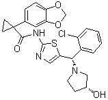 1-(1,3-Benzodioxol-5-yl)-n-[5-[(s)-(2-chlorophenyl)[(3r)-3-hydroxy-1-pyrrolidinyl]methyl]-2-thiazolyl]cyclopropanecarboxamide Structure,926664-32-6Structure