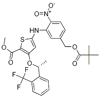 (R)-methyl 5-(2-nitro-5-(pivaloyloxymethyl)phenylamino)-3-(1-(2-(trifluoromethyl)phenyl)ethoxy)thiophene-2-carboxylate Structure,929095-36-3Structure