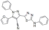 1H-pyrazole-4-carbonitrile, 5-(2-furanyl)-1-phenyl-3-[5-(phenylamino)-1,3,4-thiadiazol-2-yl]- Structure,933065-63-5Structure