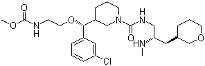 Carbamic acid, N-[2-[(R)-(3-chlorophenyl)[(3R)-1-[[[(2S)-2-(methylamino)-3-[(3R)-tetrahydro-2H-pyran-3-yl]propyl]amino]carbonyl]-3-piperidinyl]methoxy]ethyl]-, methyl ester Structure,942142-51-0Structure