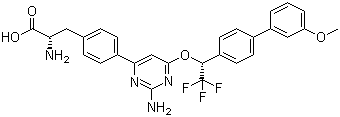 (S)-2-amino-3-(4-(2-amino-6-((r)-2,2,2-trifluoro-1-(3-methoxy-[1,1-biphenyl]-4-yl)ethoxy)pyrimidin-4-yl)phenyl)propanoic acid Structure,945976-76-1Structure