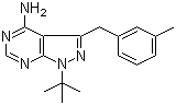 4-Amino-1-tert-butyl-3-(3-methylbenzyl)pyrazolo[3,4-d]pyrimidine Structure,956025-83-5Structure