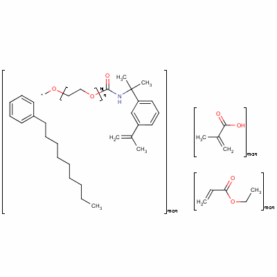 Poly[ethyl acrylate-co-methacrylic acid-co-3-(1-isocyanato-1-methylethyl)-α-methylstyrene], adduct with ethoxylated nonylphenol solution Structure,96828-31-8Structure