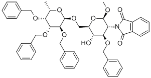 Methyl 3-O-benzyl-2-deoxy-2-(1,3-dioxo-1,3-dihydro-2H-isoindol-2-yl)-6-O-(2,3,4-tri-O-benzyl-6-deoxyhexopyranosyl)hexopyranoside Structure,97242-86-9Structure