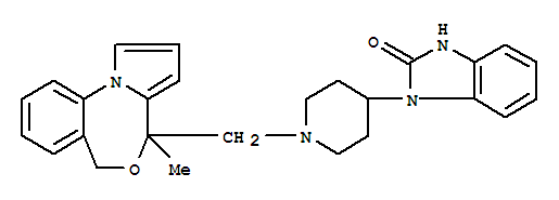 2H-Benzimidazol-2-one, 1,3-dihydro-1-[1-[(4-methyl-4H,6H-pyrrolo[1,2-a][4,1]benzoxazepin-4-yl)methyl]-4-piperidinyl]- Structure,109826-26-8Structure