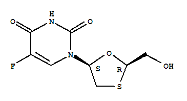 Cis 5-fluoro-1-[2-(hydroxymethyl)-1,3-oxathiolan-5-yl]-2,4(1h,3h)-pyrimidinedione Structure,145986-11-4Structure