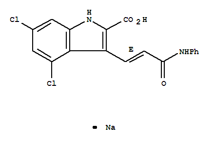 Sodium 3-[(1e)-3-anilino-3-oxo-1-propen-1-yl]-4,6-dichloro-1h-indole-2-carboxylate Structure,153436-38-5Structure