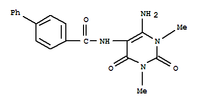 [1,1-Biphenyl]-4-carboxamide, n-(6-amino-1,2,3,4-tetrahydro-1,3-dimethyl-2,4-dioxo-5-pyrimidinyl)- Structure,249929-84-8Structure