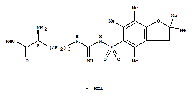 Methyl n<sup>5</sup>-{n-[(2,2,4,6,7-pentamethyl-2,3-dihydro-1-benzofuran-5-yl)sulfonyl]carbamimidoyl}-l-ornithinate hydrochloride (1:1) Structure,257288-19-0Structure