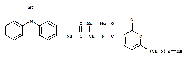 2H-pyran-3-carboxamide,n-[2-[(9-ethyl-9h-carbazol-3-yl)amino]-1-methyl-2-oxoethyl]-n-methyl-2-oxo-6-pentyl-(9ci) Structure,258278-03-4Structure