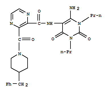 Pyrazinecarboxamide, n-(6-amino-1,2,3,4-tetrahydro-2,4-dioxo-1,3-dipropyl-5-pyrimidinyl)-3-[[4-(phenylmethyl)-1-piperidinyl]carbonyl]-(9ci) Structure,260427-51-8Structure