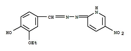 Benzaldehyde,3-ethoxy-4-hydroxy-, 2-(5-nitro-2-pyridinyl)hydrazone Structure,28058-39-1Structure