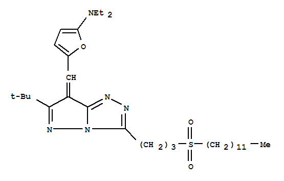 2-Furanamine, 5-[[6-(1,1-dimethylethyl)-3-[3-(dodecylsulfonyl)propyl]-7h-pyrazolo[5,1-c]-1,2,4-triazol-7-ylidene]methyl]-n,n-diethyl- Structure,299179-69-4Structure