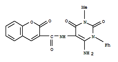 2H-1-benzopyran-3-carboxamide, n-(6-amino-1,2,3,4-tetrahydro-3-methyl-2,4-dioxo-1-phenyl-5-pyrimidinyl)-2-oxo- Structure,301206-09-7Structure