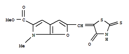 6H-furo[2,3-b]pyrrole-5-carboxylic acid,6-methyl-2-[(4-oxo-2-thioxo-5-thiazolidinylidene)methyl ]-,methyl ester Structure,315665-37-3Structure