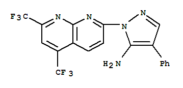 1H-pyrazol-5-amine,1-[5,7-bis(trifluoromethyl)-1,8-naphthyridin-2-yl ]-4-phenyl-(9ci) Structure,321522-20-7Structure