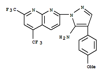 1H-pyrazol-5-amine,1-[5,7-bis(trifluoromethyl)-1,8-naphthyridin-2-yl ]-4-(4-methoxyphenyl)-(9ci) Structure,321522-21-8Structure