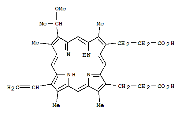 12-Ethenyl-7-(1-methoxyethyl)-3,8,13,17-tetramethyl-21h,23h-porphine-2,18-dipropanoic acid Structure,327050-60-2Structure