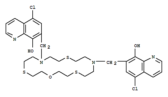 7,7’-(1-Oxa-4,10,16-trithia-7,13-diazacyclooctadecane-7,13-diyl)bis[5-chloro-8-quinolinol ] Structure,343372-30-5Structure