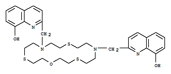 2,2’-[1-Oxa-4,10,16-trithia-7,13-diazacyclooctadecane-7,13-diylbis(methylene)]bis-8-quinolinol Structure,343372-33-8Structure