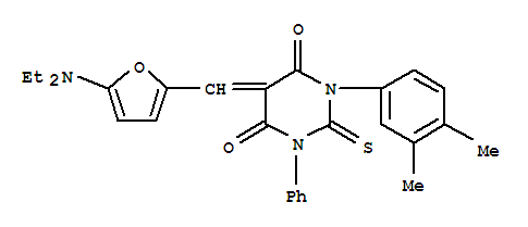 4,6(1H,5h)-pyrimidinedione,5-[[5-(diethylamino)-2-furanyl ]methylene]-1-(3,4-dimethylphenyl)dihydro-3-phenyl-2-thioxo- Structure,366822-71-1Structure