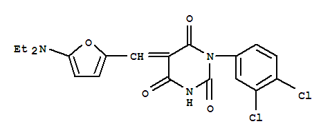 2,4,6(1H,3h,5h)-pyrimidinetrione,1-(3,4-dichlorophenyl)-5-[[5-(diethylamino)-2-furanyl ]methylene]- Structure,367467-74-1Structure