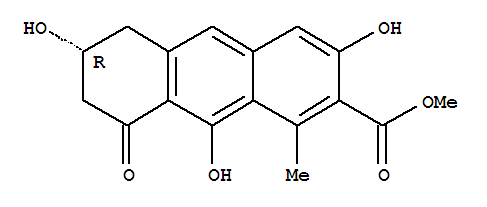 (-)-5,6,7,8-Tetrahydro-3,6,9-trihydroxy-1-methyl-8-oxo-2-anthracenecarboxylic acid methyl ester Structure,53254-81-2Structure