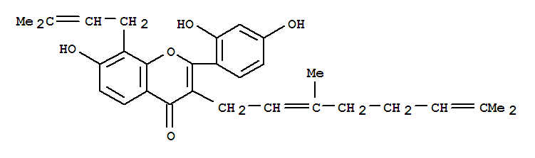 2-(2,4-Dihydroxyphenyl)-3-(3,7-dimethyl-2,6-octadienyl)-7-hydroxy-8-(3-methyl-2-butenyl)-4h-1-benzopyran-4-one Structure,54835-68-6Structure