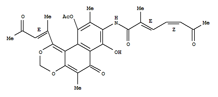 (2E,4z)-n-[10-acetoxy-7-hydroxy-5,9-dimethyl-1-[(e)-1-methyl-3-oxo-1-butenyl ]-6-oxo-6h-naphtho[2,1-d][1,3]dioxin-8-yl ]-2-methyl-6-oxo-2,4-heptadienamide Structure,58074-37-6Structure