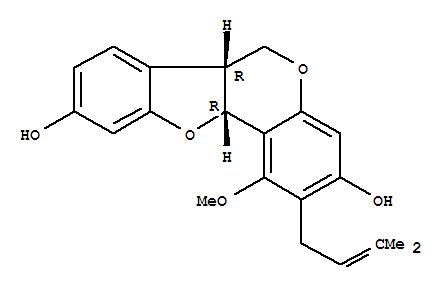 (6Ar)-6aα,11aα-dihydro-1-methoxy-2-(3-methyl-2-butenyl)-6h-benzofuro[3,2-c][1]benzopyran-3,9-diol Structure,63343-94-2Structure