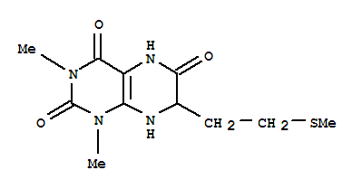 2,4,6(3H)-pteridinetrione, 1,5,7,8-tetrahydro-1,3-dimethyl-7-[2-(methylthio)ethyl]- Structure,64724-42-1Structure